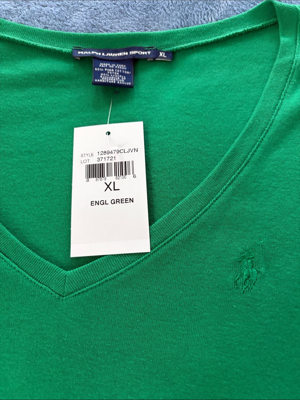 Ralph Lauren Sport V-Neck Tee in Bright Green